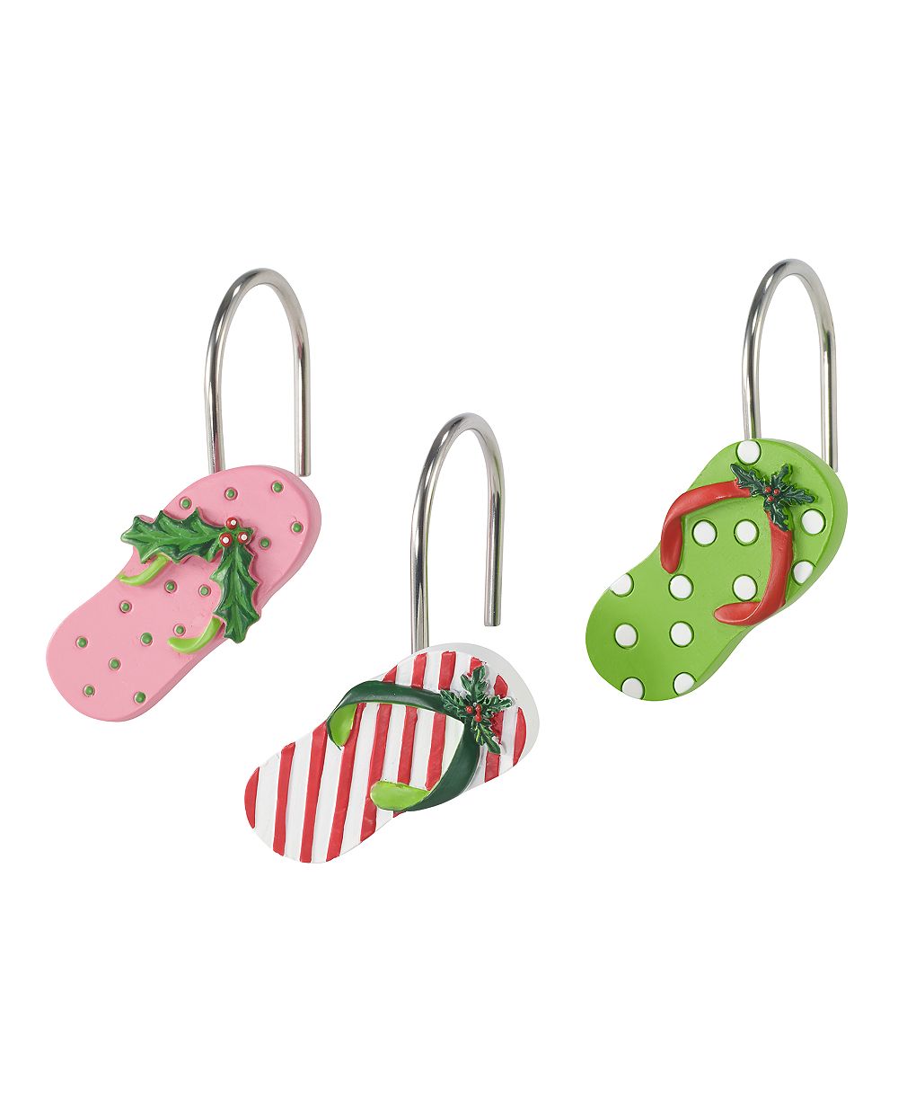 Avanti Крючки для душевой шторы Flamingo Jingle Holiday Resin, 12 шт.
