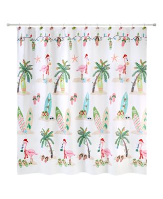 Avanti Flamingo Jingle Holiday Printed Shower Curtain, 72" x 72"
