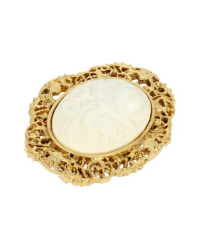 Винтажная брошь 2028 Oval Flower Cameo Pin