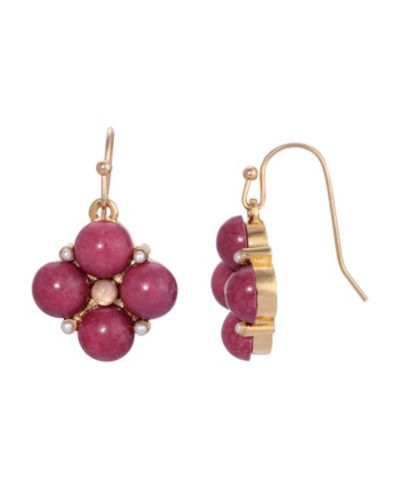 Серьги-подвески 2028 Pink Maroon Howlite Drop Earrings