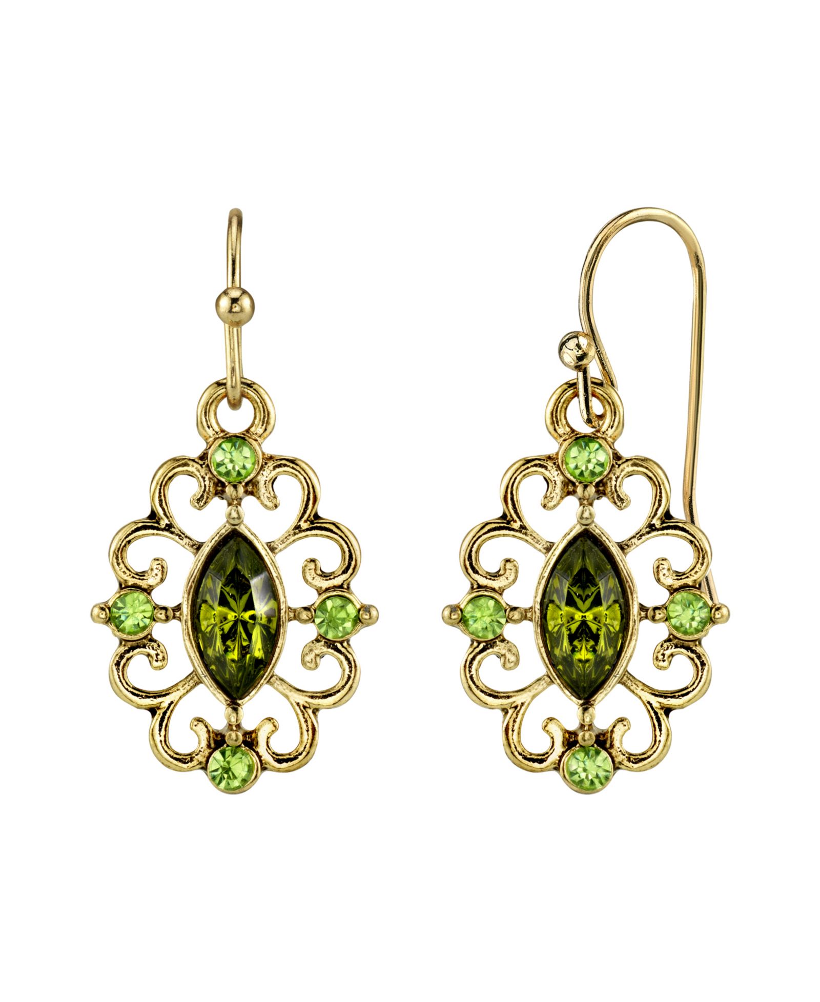 Серьги-подвески 2028 Olivine Green Crystal Drop