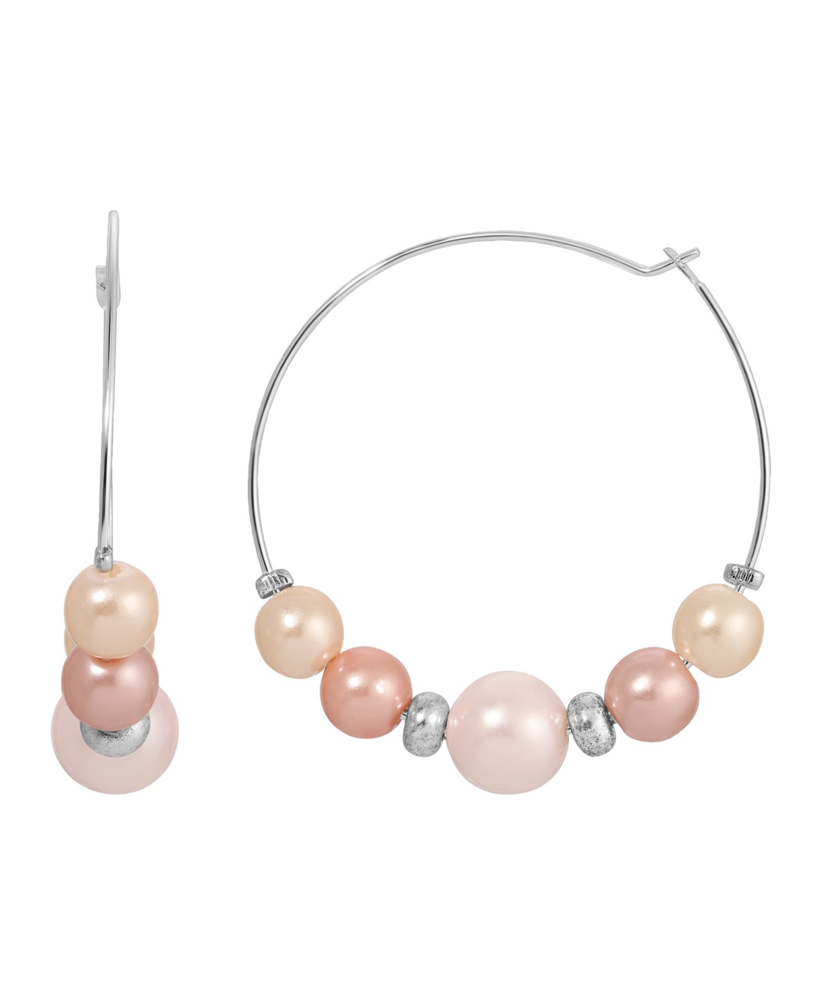 2028 Multi Color Imitation Pearl Hoop Earrings
