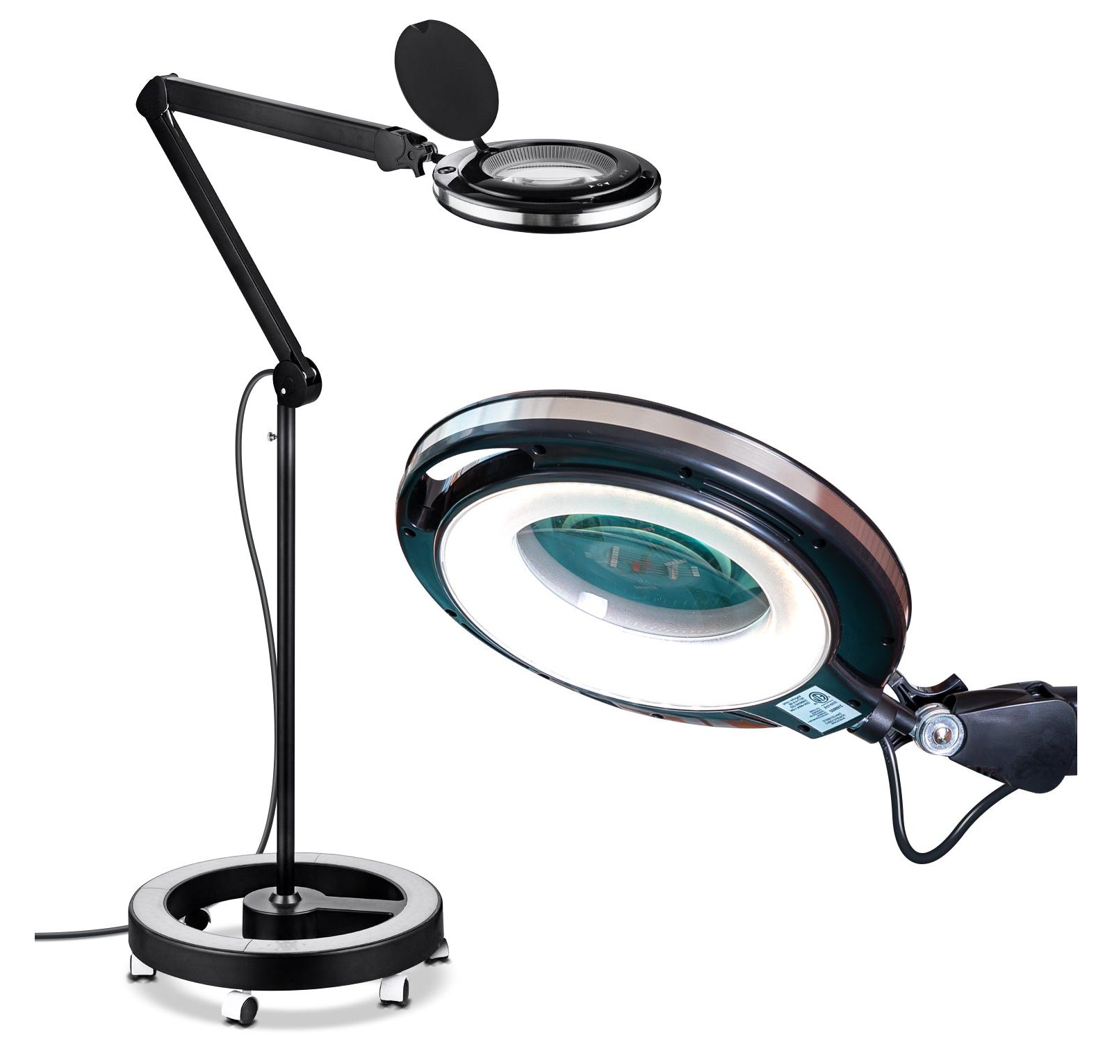 Lightview Pro 55 in. Dimmable Magnifying LED Rolling Floor Lamp (1.75X)