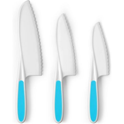 3-Piece Kids Knife Set for Real Cooking & Baking with Serrated Edges