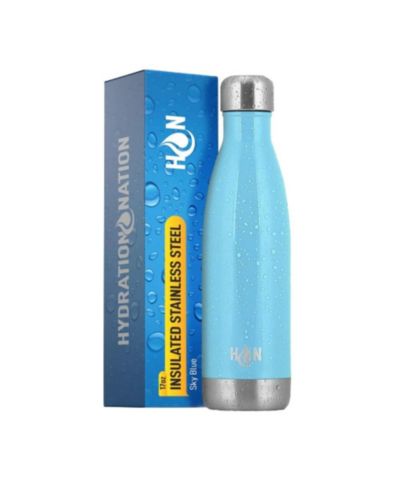 Zulay Kitchen Double Wall Insulated Metal Water Bottle For Hot & Cold Drinks with Leak-proof Lid (17oz)