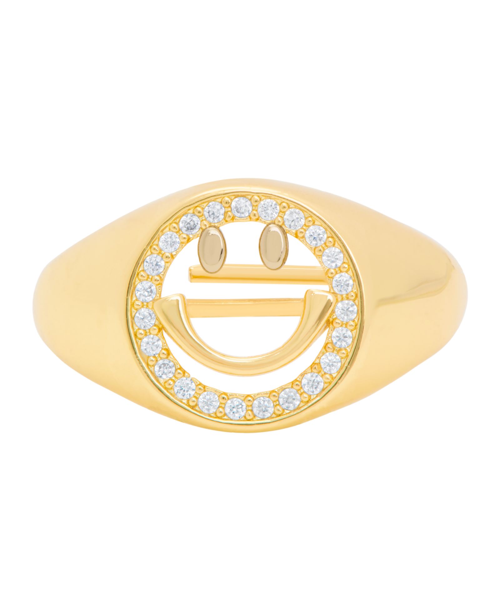 Macy's Gold Plated Cubic Zirconia Smiley Face Ring