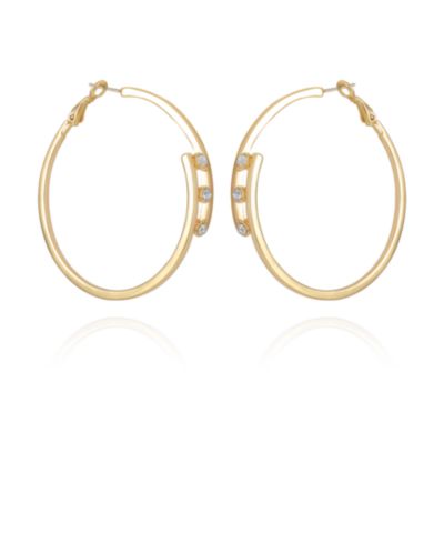 Vince Camuto серьги-кольца с 3 камнями, позолота 14K и кристаллы