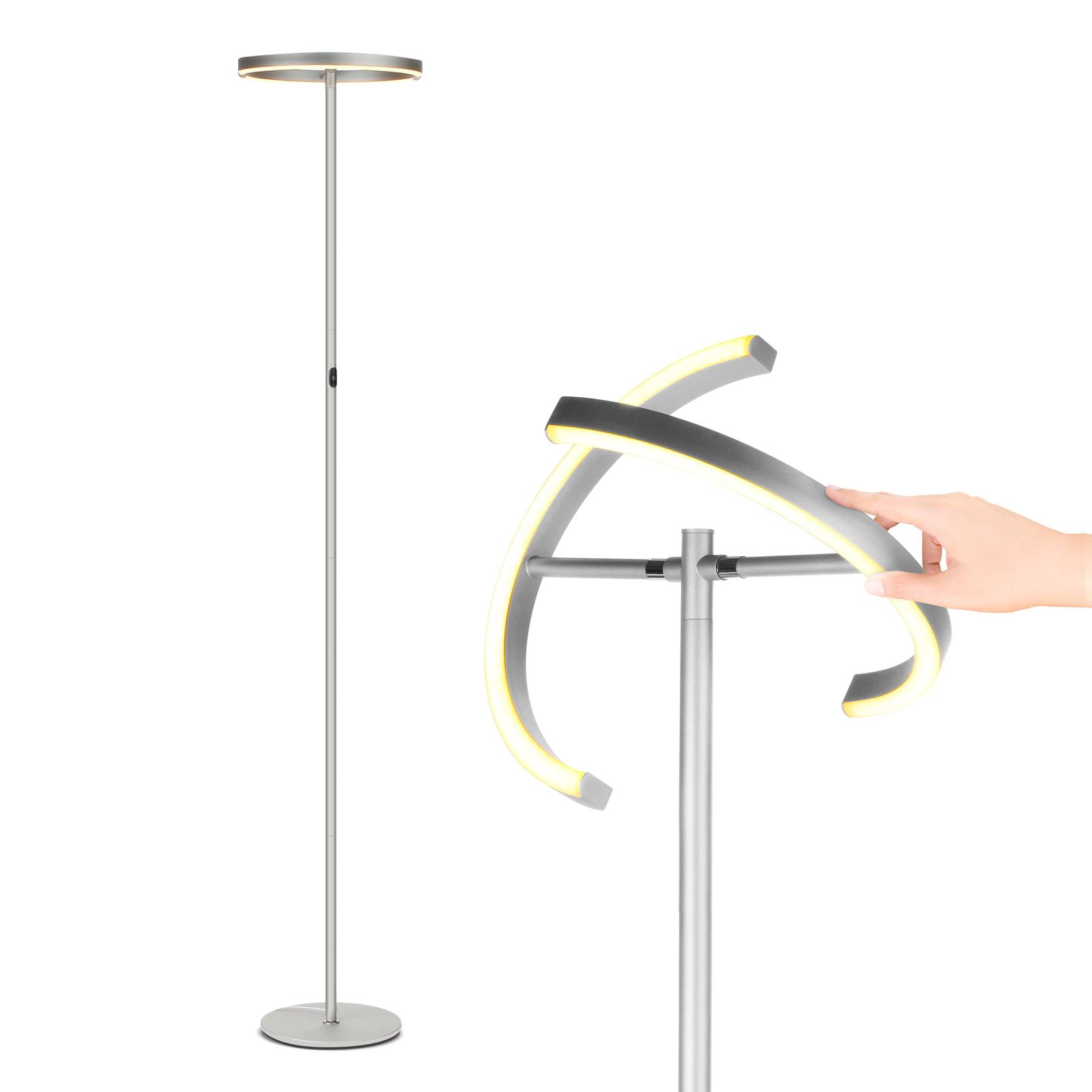 Brightech Halo Split  LED Torchiere Floor Lamp with Adjustable Head