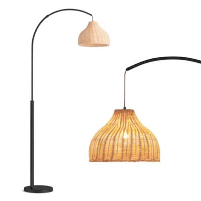 Напольный торшер Lark 75" Boho Wicker LED с абажуром из ротанга