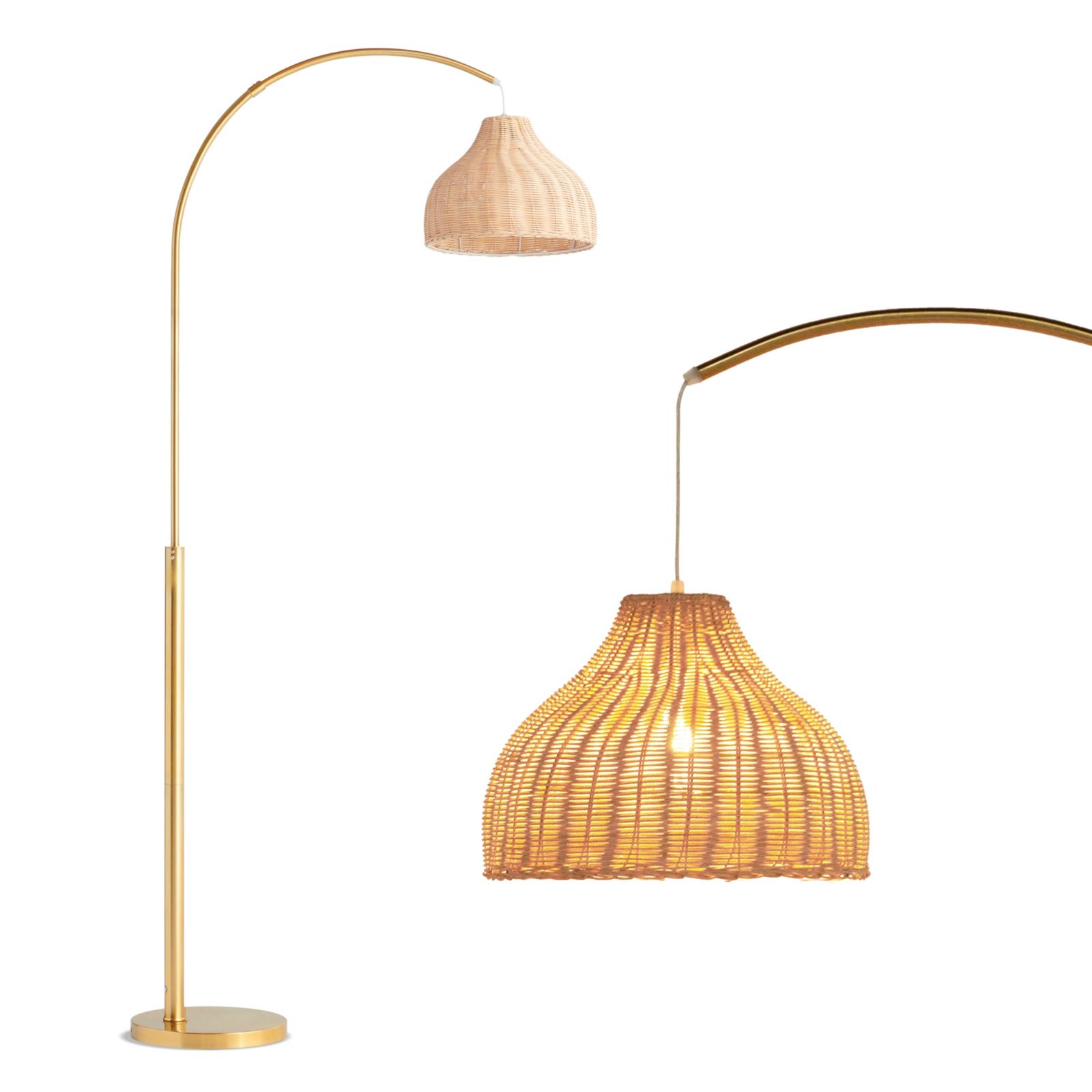Lark 75" Boho Wicker LED Floor Lamp with Rattan Empire Shade