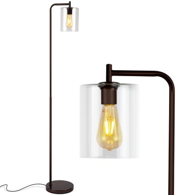 Elizabeth 66" Modern LED Floor Lamp with Glass Shade, Bulb Included