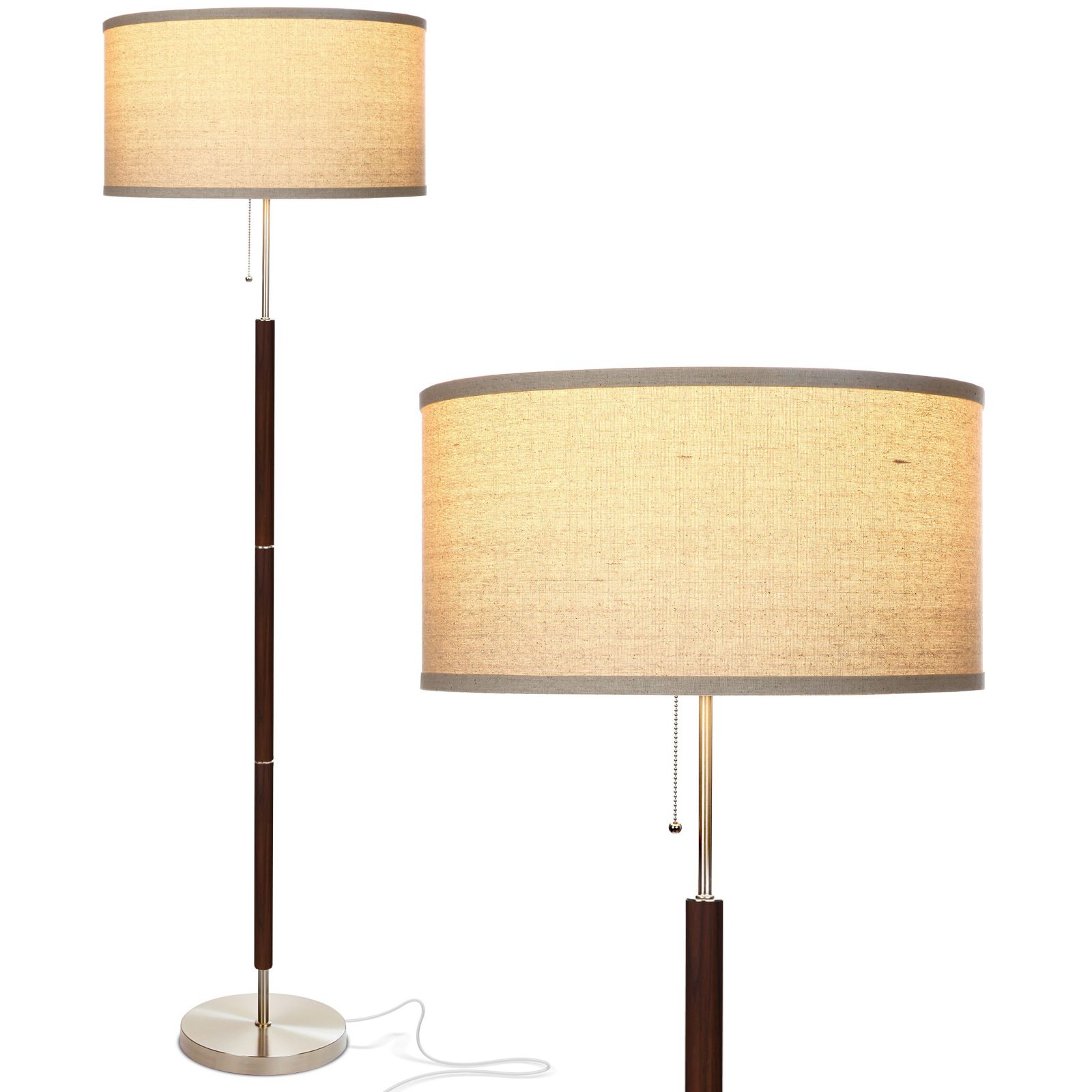 Carter 65" LED Classic Floor Lamp with Walnut Wood Finish
