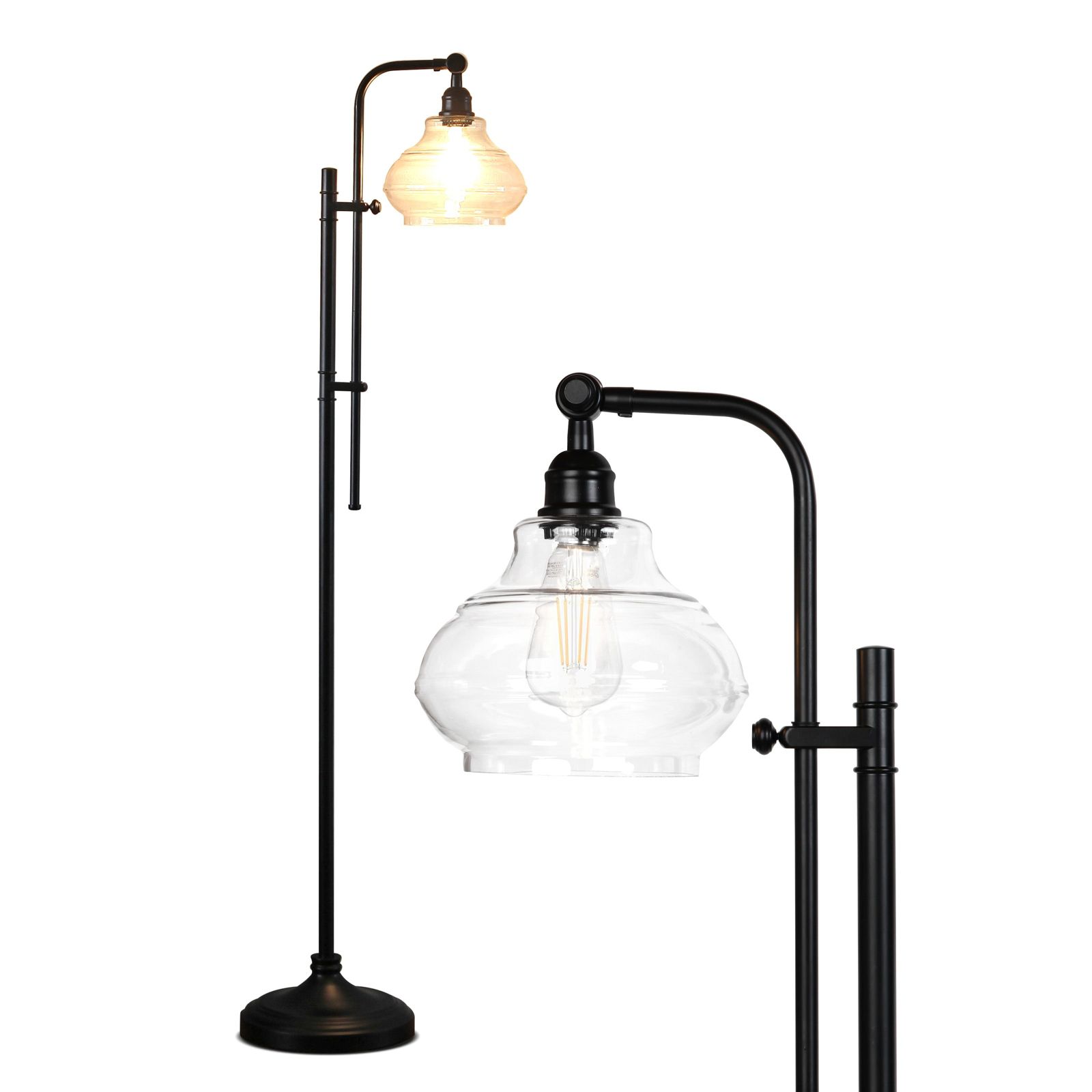 Austin 69" LED Adjustable-Height Floor Lamp with Glass Shade