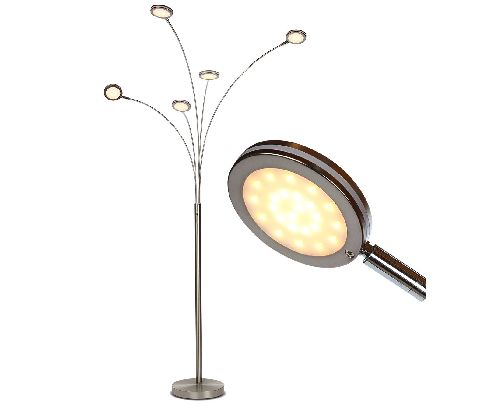 Orion 5-Head Adjustable Contemporary Arc LED Floor Lamp (71")