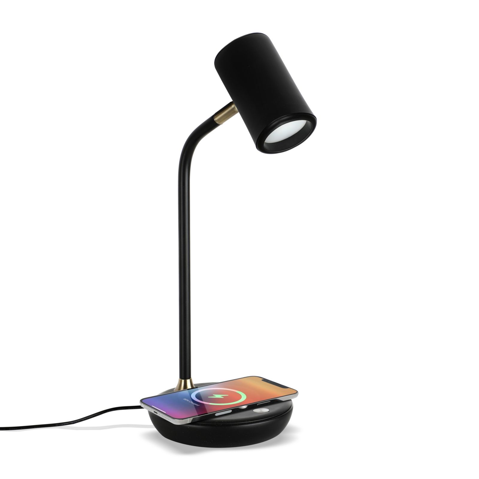 Ezra 16.5" LED Table Lamp with Wireless Charging Pad and Rotating Shade