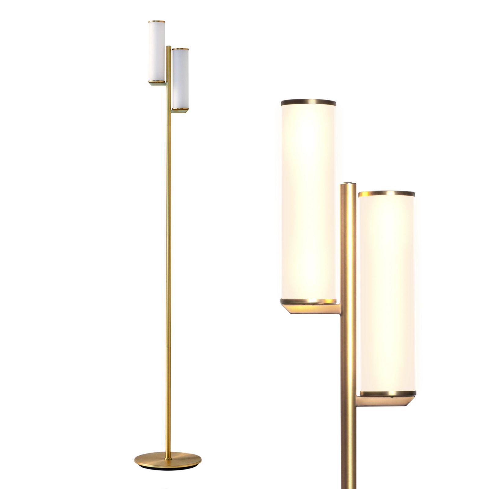 Brightech Gemini Satin Nickel Dimmable LED Floor Lamp (64")