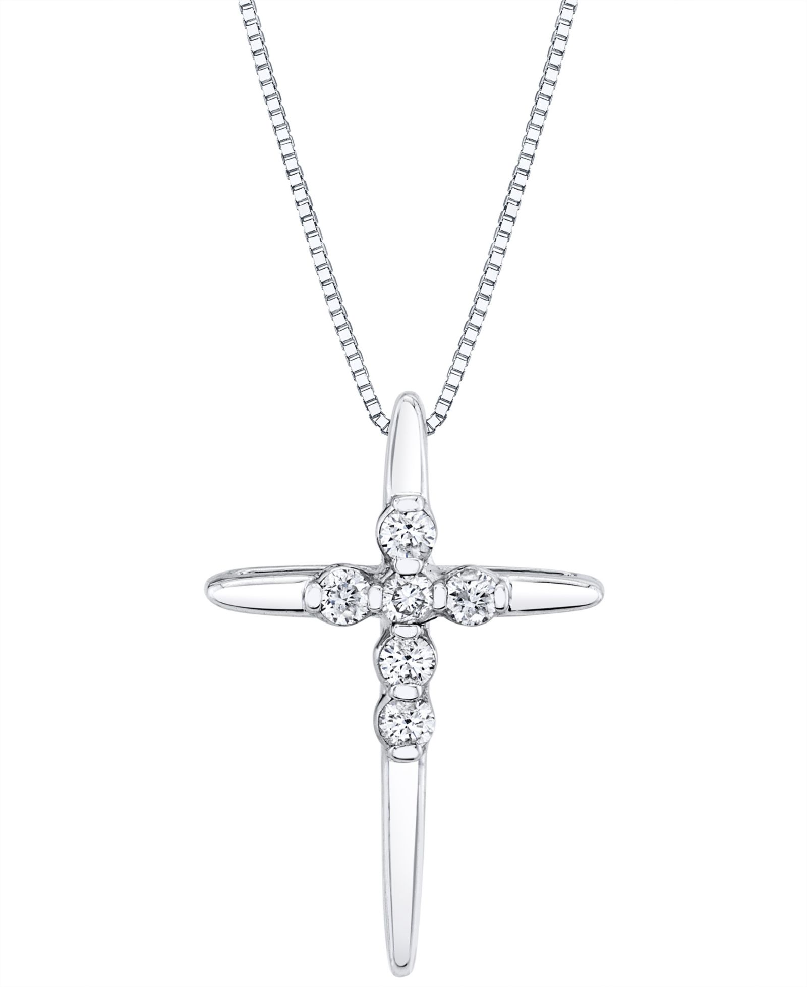 Sirena Подвеска-кулон с бриллиантом в форме креста 18" (1/8 ct. t.w.) в белом или желтом золоте
