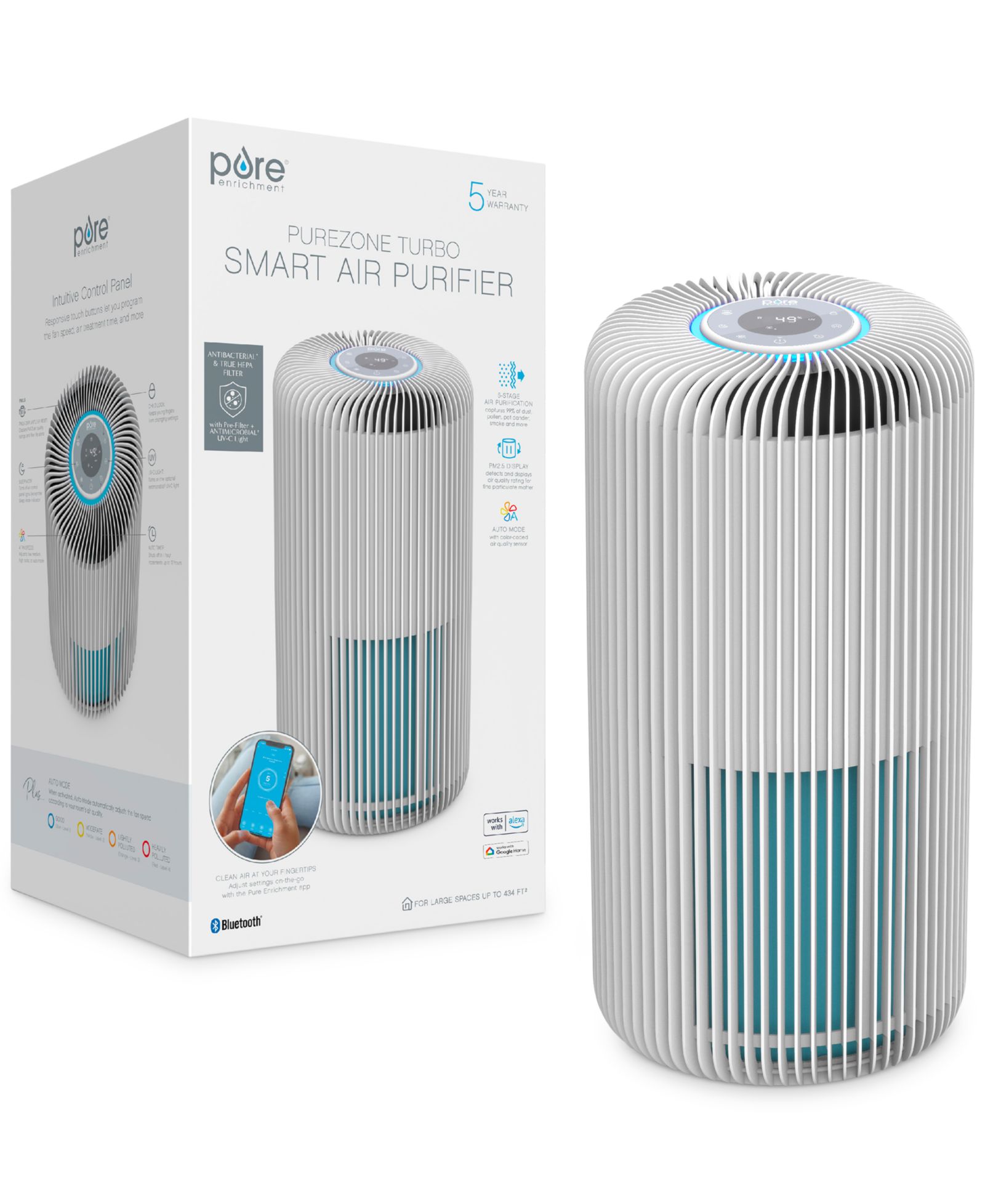 Pure Enrichment Smart 5-in-1 True HEPA Air Purifier