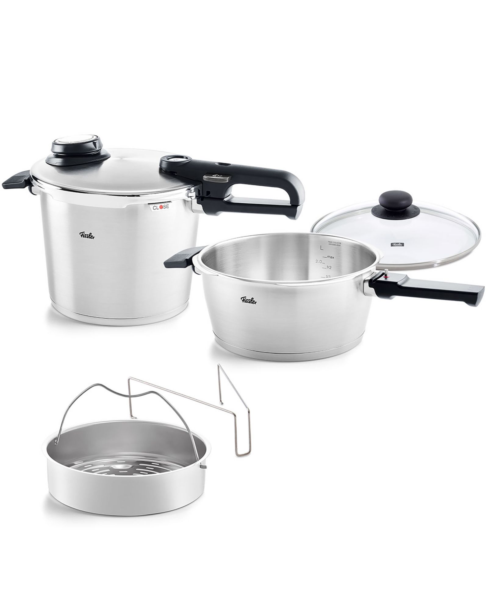 Fissler Vitavit Premium набор кастрюль из нержавеющей стали, 3.7 Quart, 6.3 Quart с прозрачной крышкой