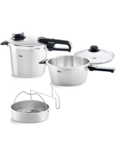 Fissler Vitavit Premium Stainless Steel Pressure Cooker Set 3.7 Quart, 6.3 Quart with Glass Lid