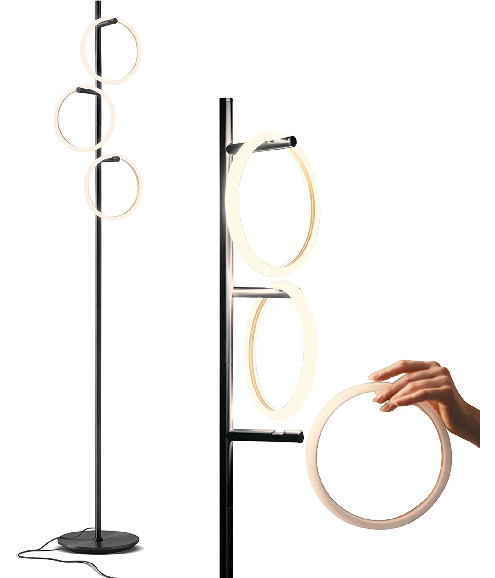 Brightech 66" LED Modern Floor Lamp with 3 Removable Light Rings