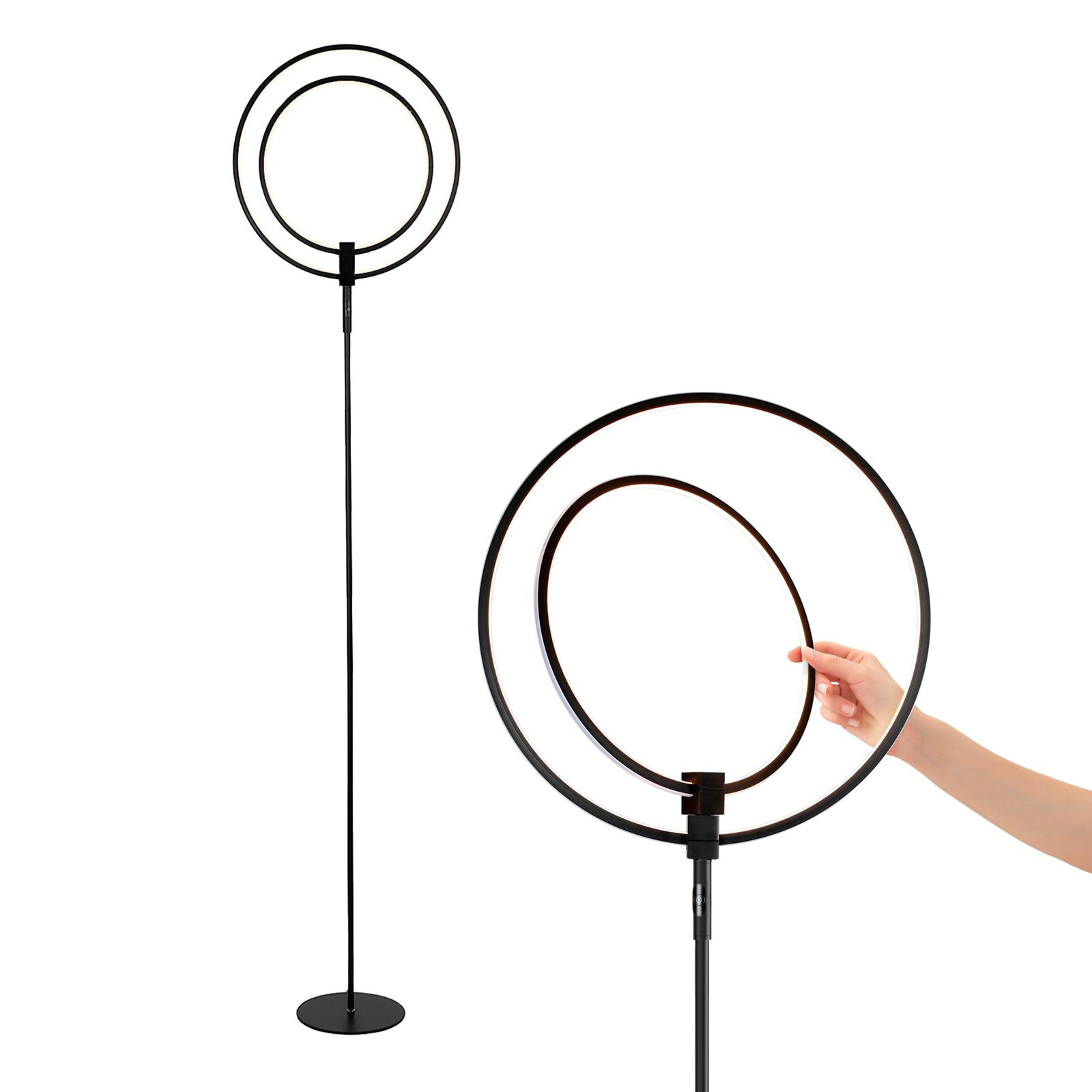 Eclipse 79" LED Torchiere Floor Lamp with Adjustable Rings