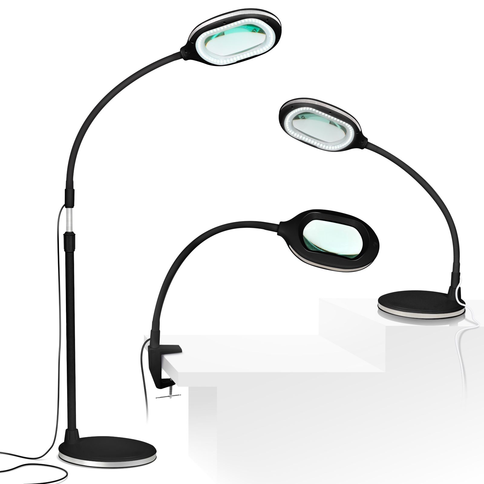 Lightview Pro LED 3-in-1 Magnifier Floor or Desk Lamp (1.75x) 3 Diopter