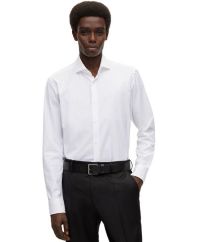 BOSS by Hugo Boss Мужская классическая рубашка из хлопкового твила с эффектом стрейч