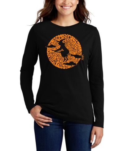 LA Pop Art Women's Spooky Witch Word Art Long Sleeve T-shirt