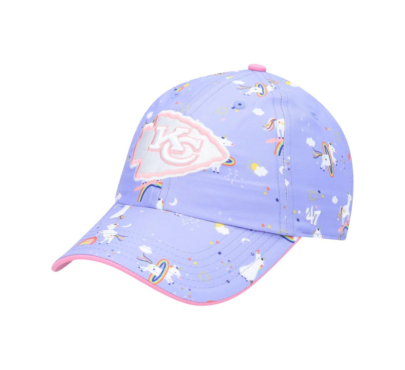 Girls Preschool '47 Purple Kansas City Chiefs Logo Unicorn Clean Up Adjustable Hat