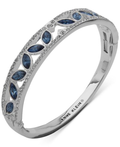 Браслет Anne Klein Silver-Tone Pavé & Navette Color Crystal Open Bangle