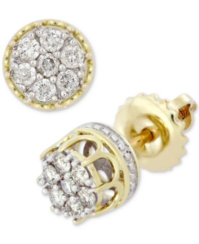 Мужские серьги-гвоздики Diamond Cluster Stud Earrings (1/6 ct. t.w.) в 10k Gold