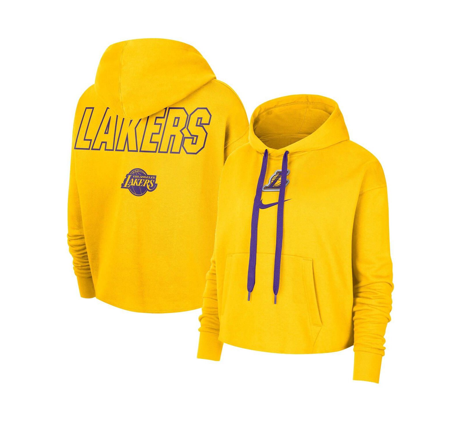 Женский укороченный худи Nike Gold Los Angeles Lakers Courtside