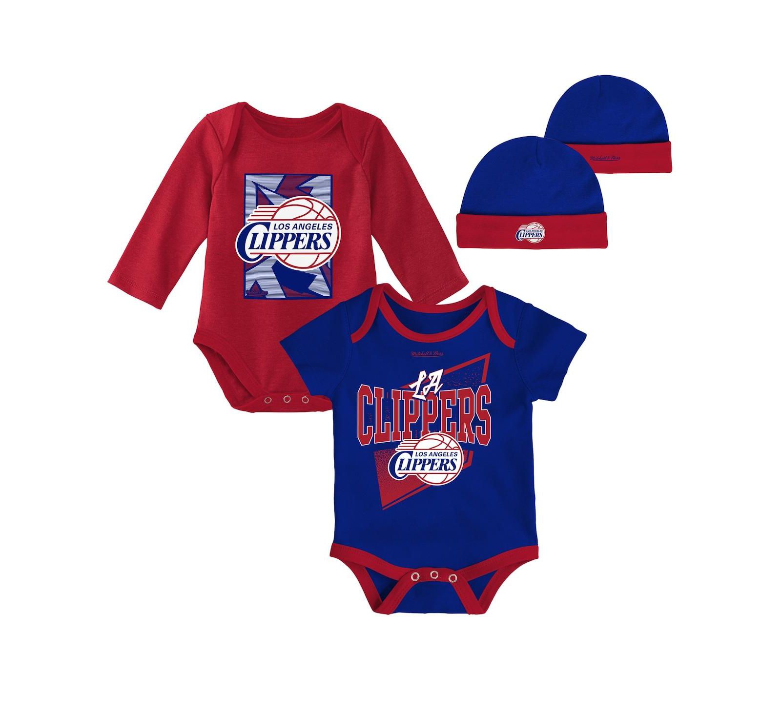 Mitchell & Ness комплект боди и вязаной шапки для младенцев Royal Red LA Clippers Hardwood Classics