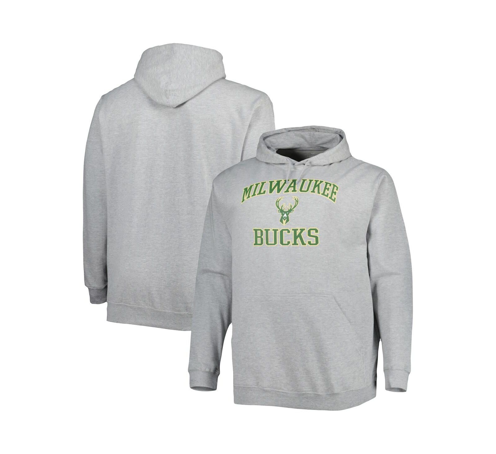 Мужское худи Profile Men's Heathered Gray Milwaukee Bucks Big and Tall Heart and Soul Pullover