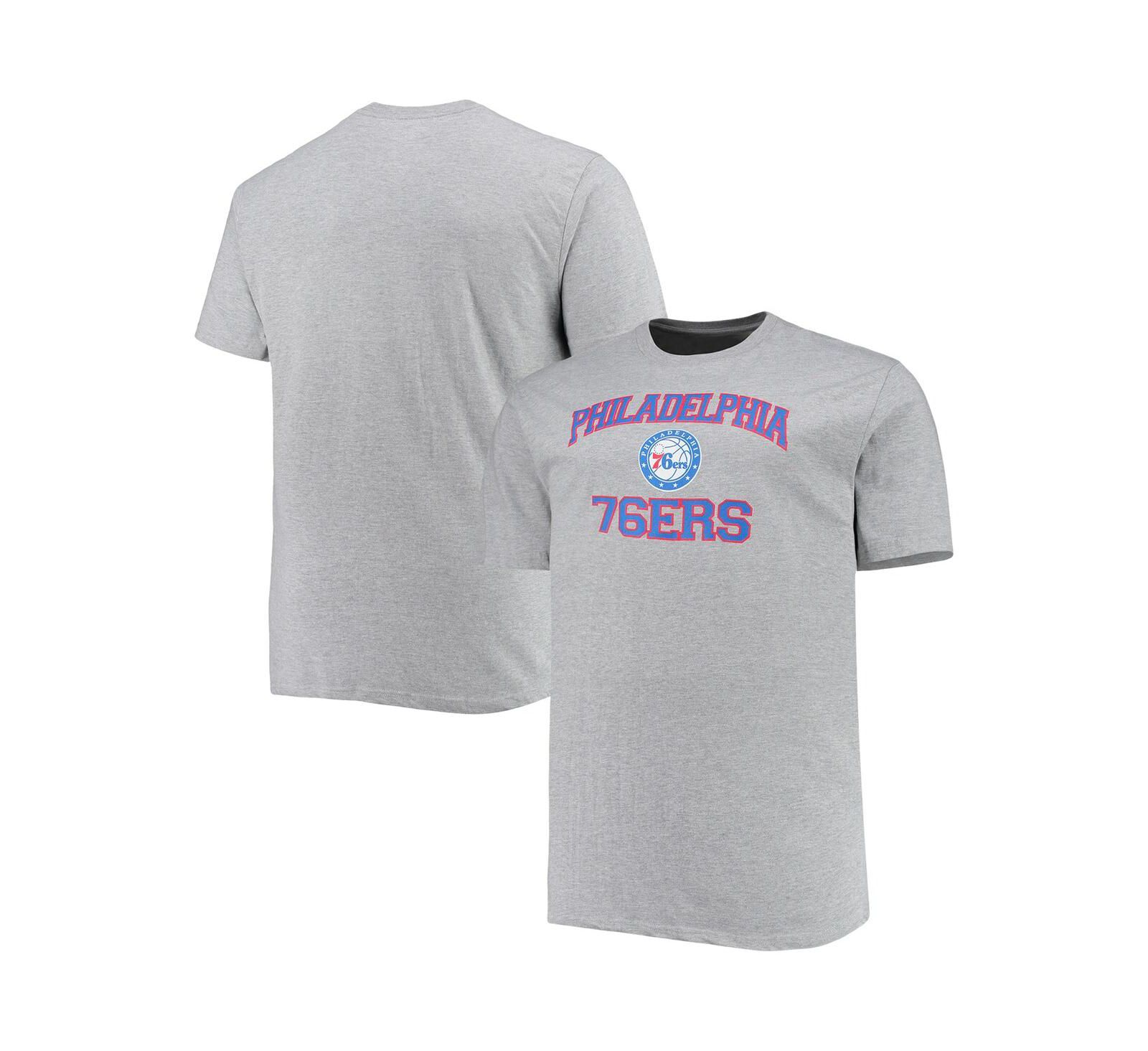 Men's Heathered Gray Philadelphia 76ers Big and Tall Heart and Soul T-shirt
