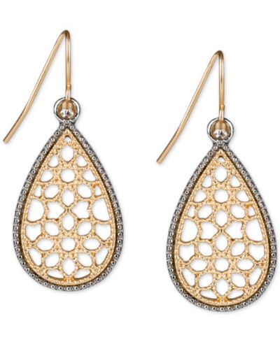 Серьги-подвески Patricia Nash Two-Tone Pavé Lace-Look Tear-Shape