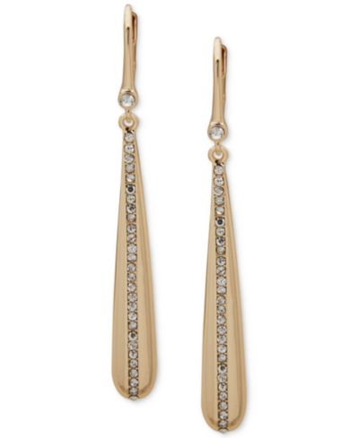 DKNY Gold-Tone Crystal Pavé Stripe Linear Earrings