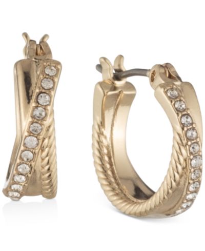 Серьги-кольца Lauren Ralph Lauren Small Twisted Rope & Pavé Crisscross, 0.6"