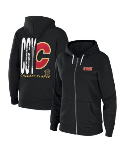 Женское худи WEAR by Erin Andrews Black Calgary Flames Sponge Fleece Full-Zip Hoodie