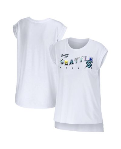 Женская футболка WEAR by Erin Andrews White Seattle Kraken Greetings From Muscle