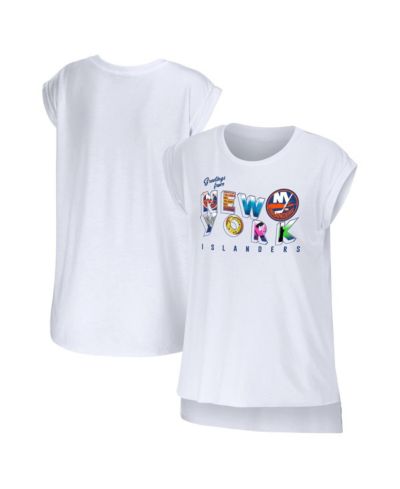 Женская футболка WEAR by Erin Andrews White New York Islanders Greetings From Muscle