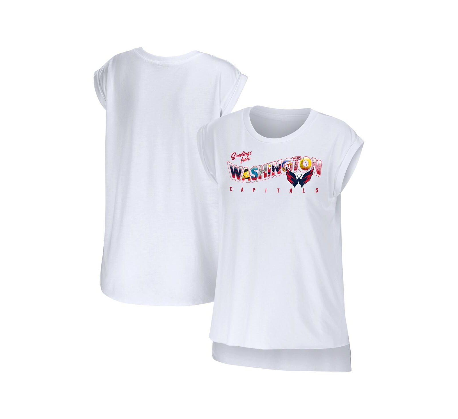 Женская футболка WEAR by Erin Andrews White Washington Capitals Greetings From Muscle