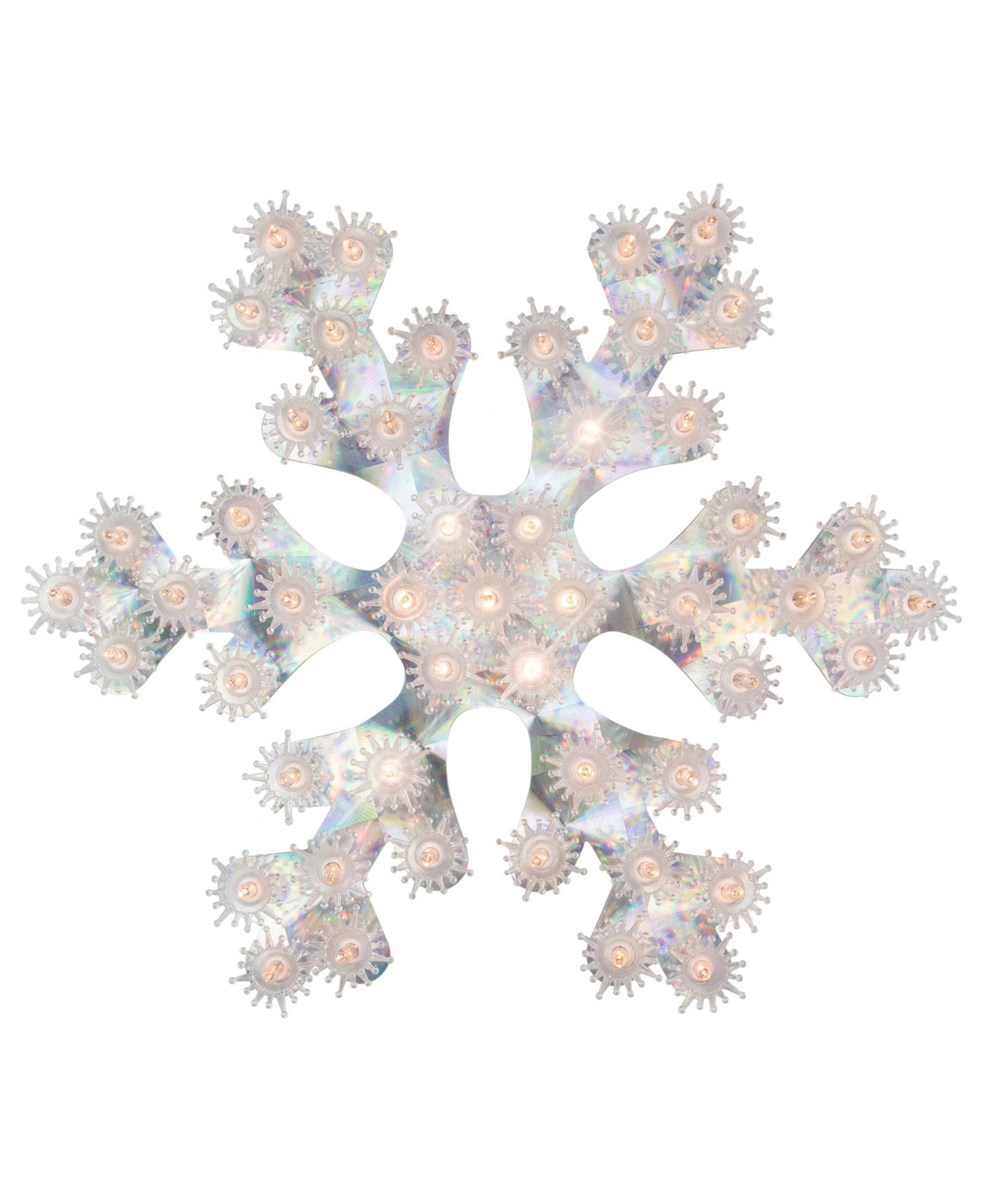 Northlight Lighted Holographic Snowflake Christmas Window Decoration, 12"