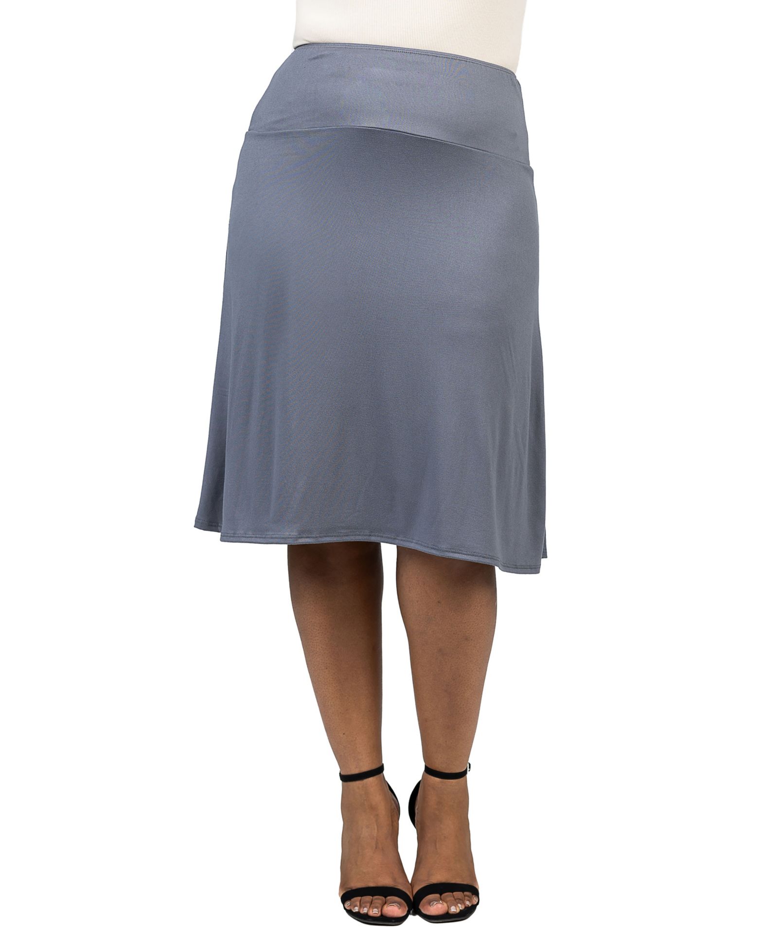 24seven Comfort Apparel Plus Size A Line Elastic Waist Skirt