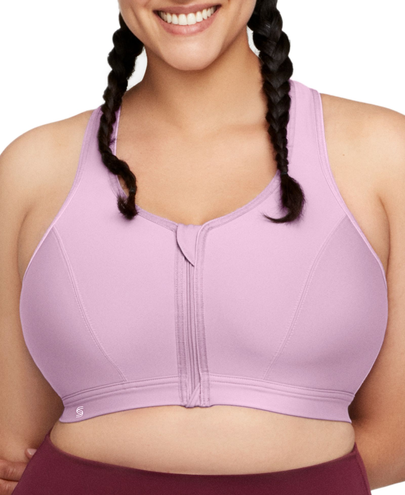 Glamorise Plus Size Full Figure Zip Up Front Closure Sports Wirefree Bra 9266