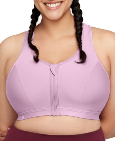 Glamorise Plus Size Full Figure Zip Up Front Closure Sports Wirefree Bra 9266