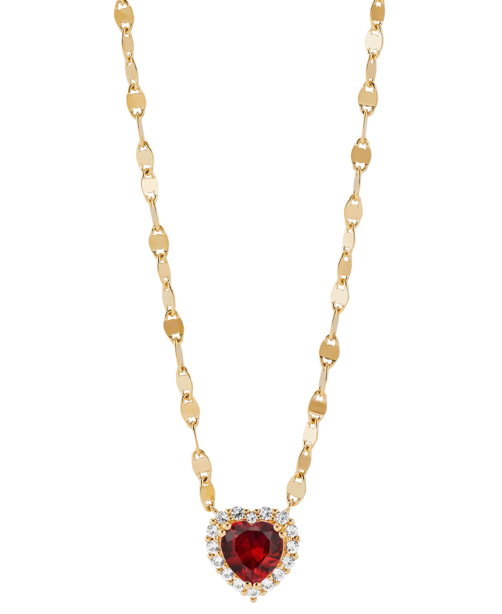 Lab-Grown Pink Sapphire (1-1/2 ct. t.w.) & Lab-Grown White Sapphire (1/4 ct. t.w.) Heart Pendant Necklace in 14k Gold-Plated Sterling Silver, 16" + 2" extender (Also in Lab-Grown Ruby)
