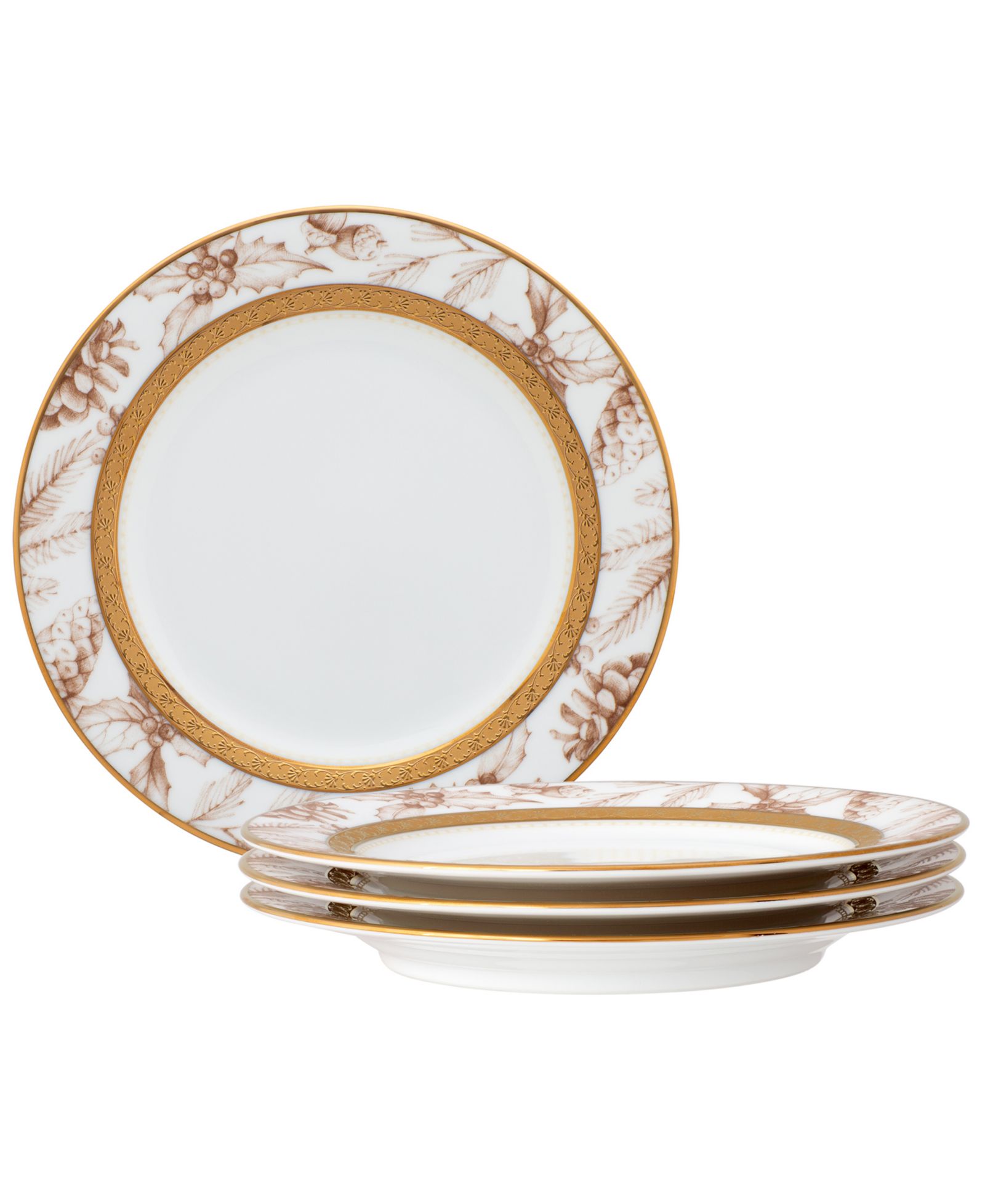Набор праздничных тарелок для закусок Noritake Charlotta Gold, 4 штуки, 6.25"