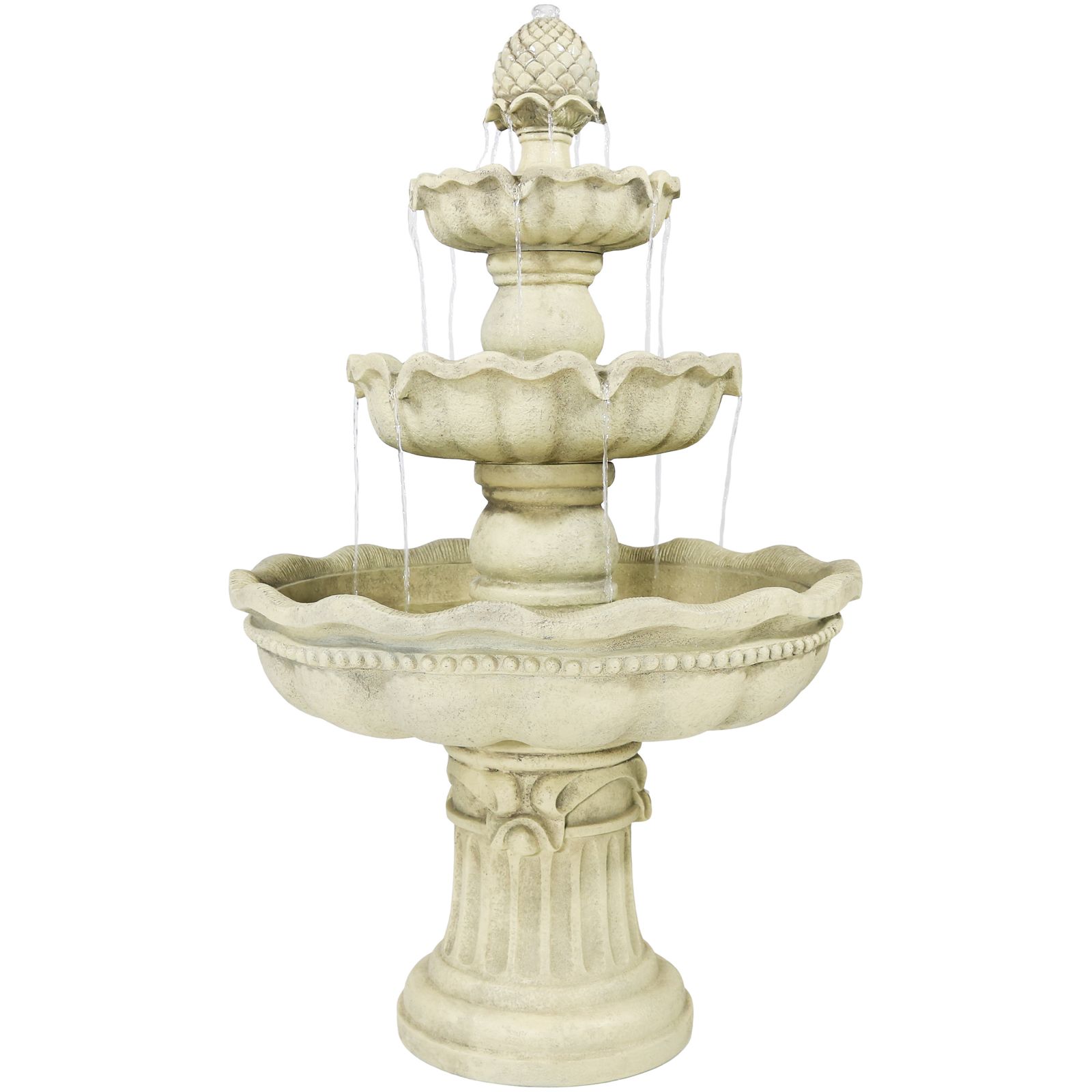 Уличный фонтан Sunnydaze Decor 51"H Electric Polyresin and Fiberglass 3-Tier Pineapple Top